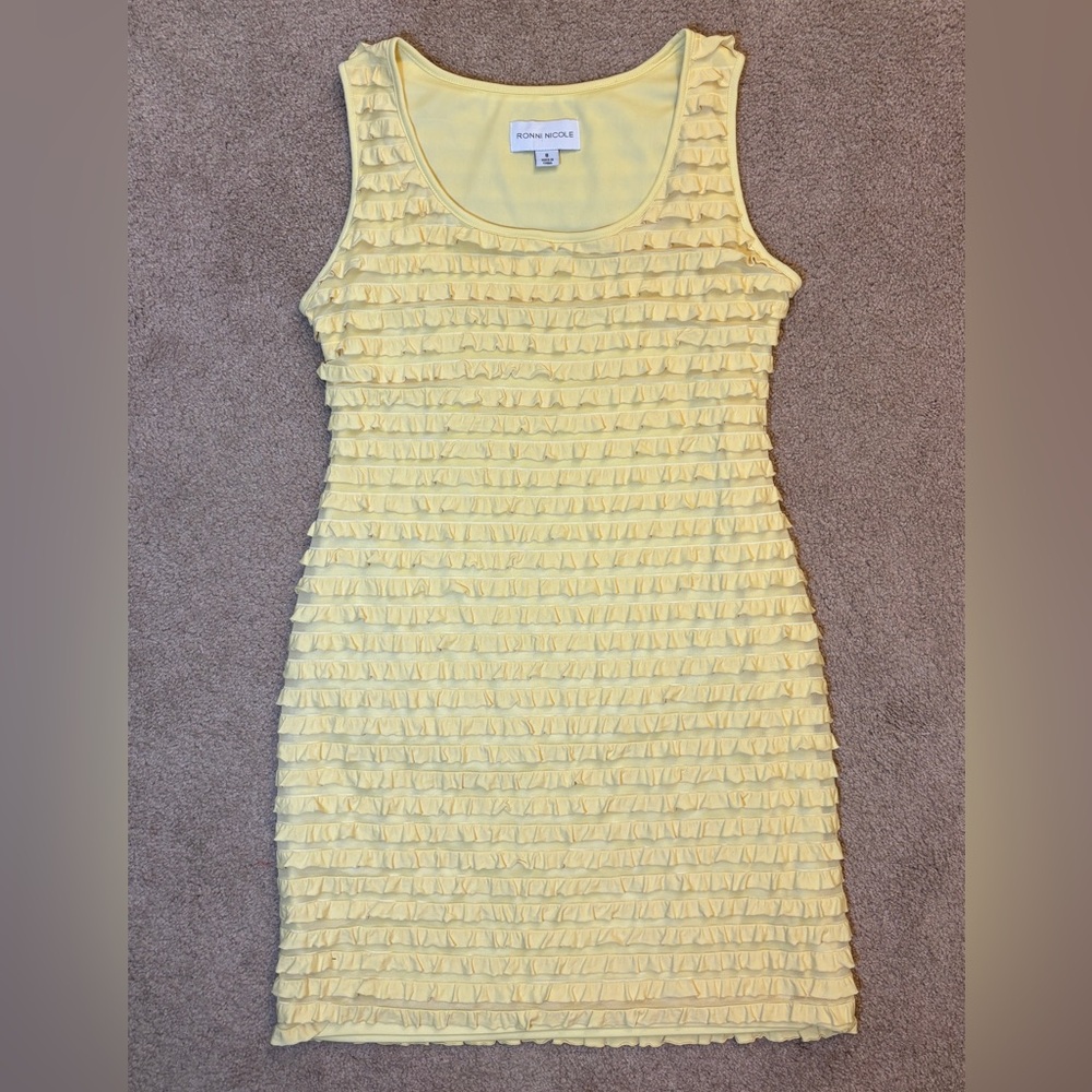 Ronni Nicole Yellow Ruffle Tank Mini Dress